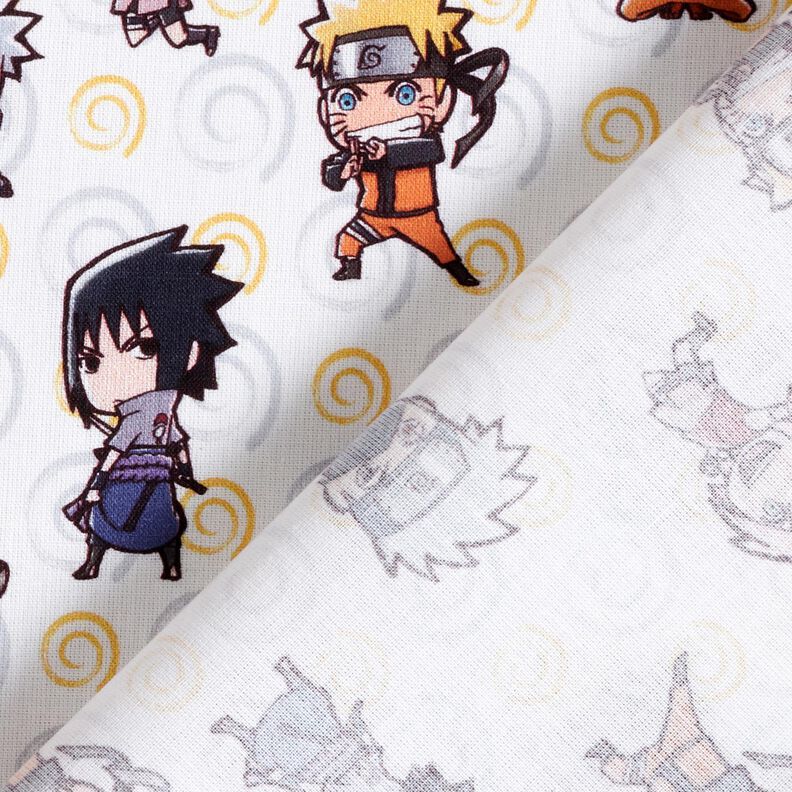 Baumwollpopeline Chibi Naruto Lizenzstoff – weiss,  image number 4