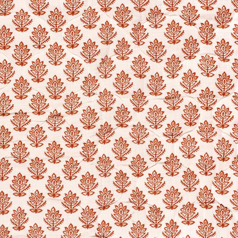 Steppstoff Musselin Ranken und Blumen &ndash; braun/nachtblau,  image number 3