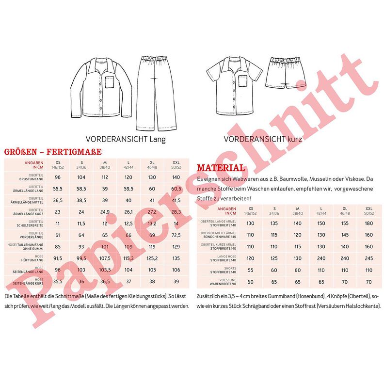 FRAU HILDA Pyjama mit kurzer und langer Variante | Studio Schnittreif | XS-XXL,  image number 9