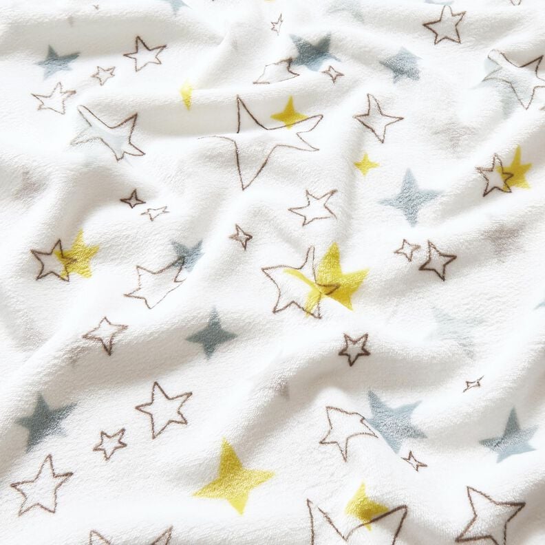 Kuschelfleece bunte Sterne – elfenbein/sonnengelb, image number 2
