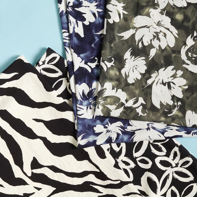 Viskose-Crêpe Zebra-Muster – schwarz/elfenbein, image number 5