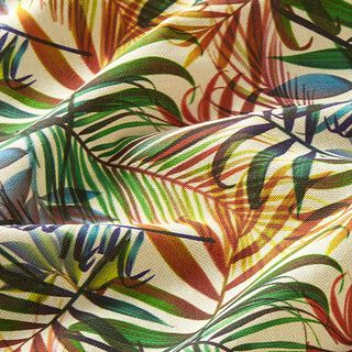 Dekostoff Halbpanama bunte Palmenwedel – natur | Reststück 50cm
