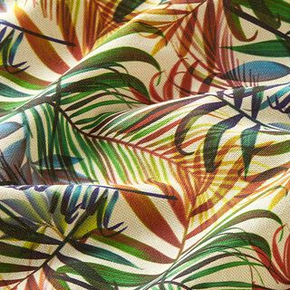 Dekostoff Halbpanama bunte Palmenwedel – natur, 