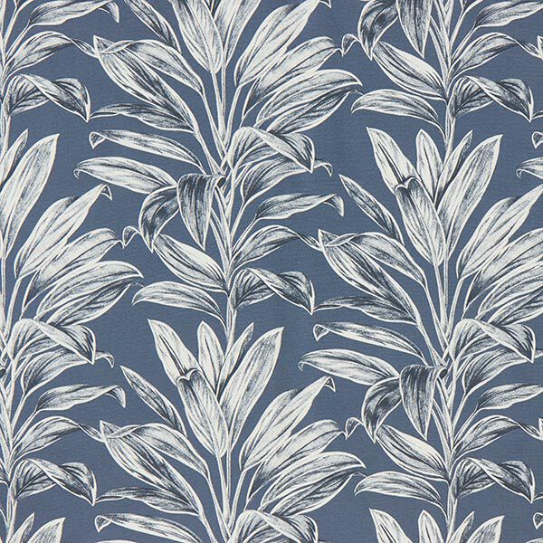 Dekostoff Canvas Exotische Blätterskizzen – stahlblau | Reststück 50cm