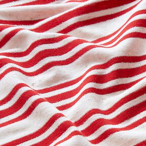 Viskosejersey unregelmäßige Glitzerstreifen – wollweiss/rot, 
