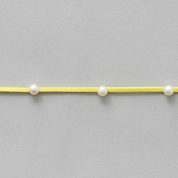 Kunstlederband mit Perlen [ 3 mm ] – gelb,  image number 2