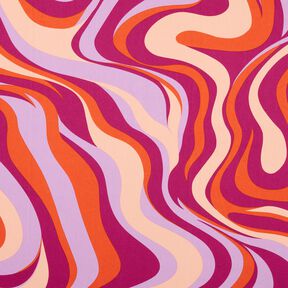 Baumwollsatin Retro-Wellen | Poppy Fabrics – purpur/orange, 