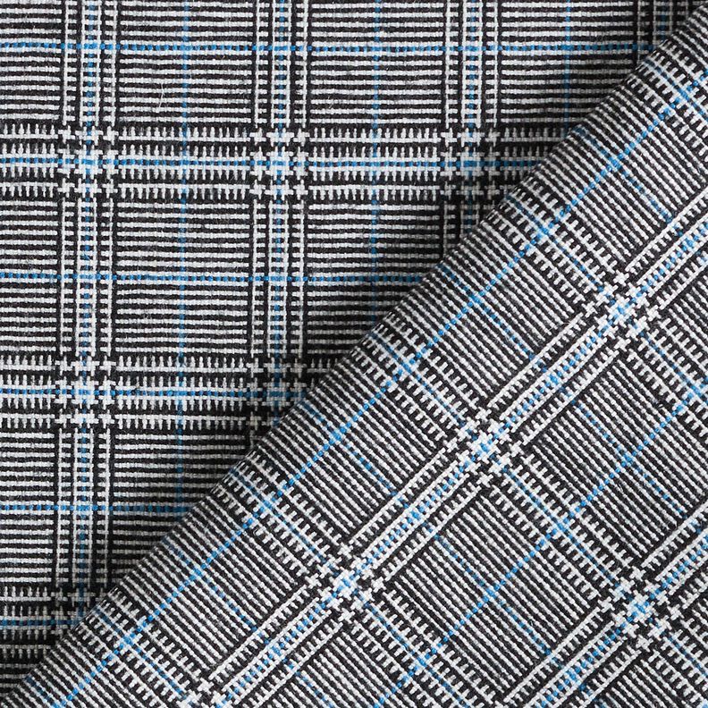 Viskose-Mix abstrakter Glencheck – königsblau/schwarz,  image number 4