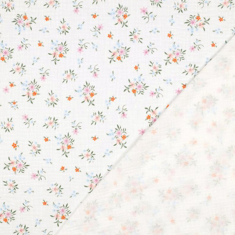 GOTS Musselin/ Doppel-Krinkel Gewebe süße Blümchen  | Poppy Fabrics – elfenbein/orange,  image number 4