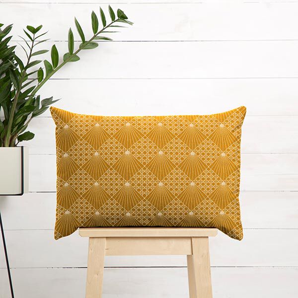 Baumwollstoff Cretonne Wienergeflecht – ockergelb | Reststück 50cm