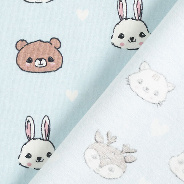 Baumwolljersey süße Tiergesichter – babyblau, image number 4