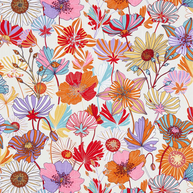 Dekostoff Panama farbenfrohe Blumen – creme/lavendel, image number 1