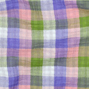 Musselin/ Doppel-Krinkel Gewebe Karo Doubleface | Poppy Fabrics – rosa/lavendel, 