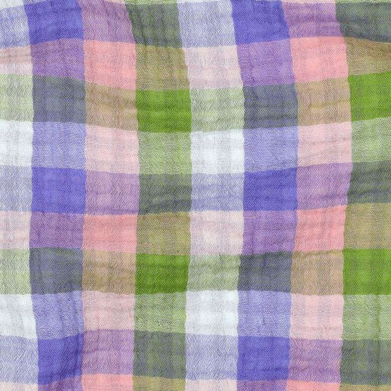 Musselin/ Doppel-Krinkel Gewebe Karo Doubleface | Poppy Fabrics – rosa/lavendel, image number 2