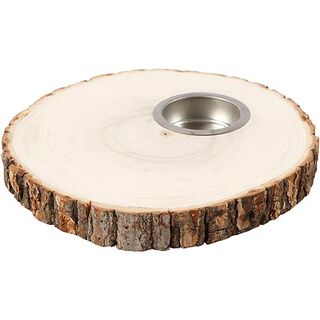 Holzscheibe mit Teelichthalter, 