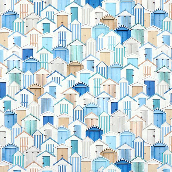 Outdoorstoff Canvas Strandhäuser – blau/weiss,  image number 1