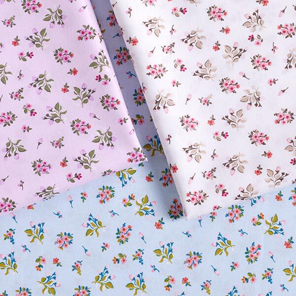 Baumwollpopeline süße Blümchen – babyblau