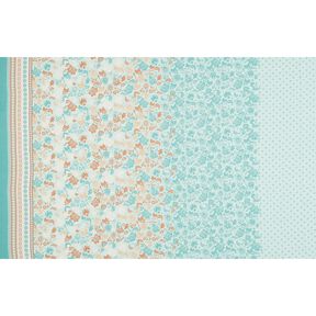 Viskose Voile Paisley Blumen Borderdesign – blau, 