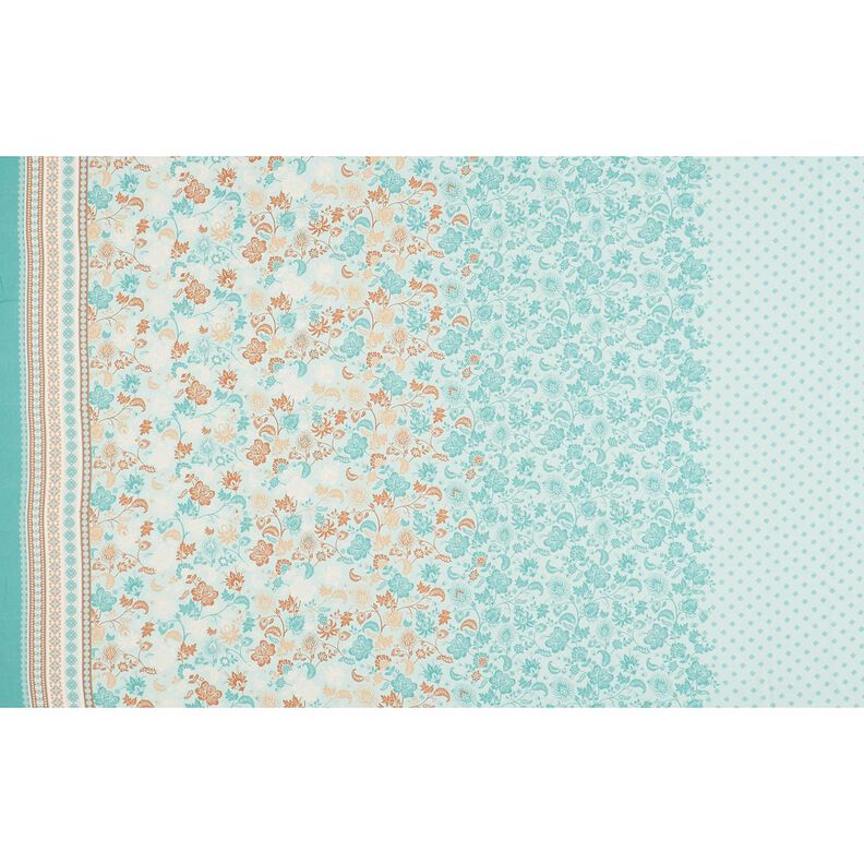 Viskose Voile Paisley Blumen Borderdesign – blau, image number 1