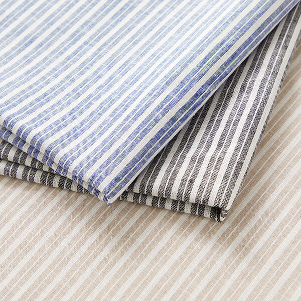 Leinen-Baumwoll-Mix Streifen breit – jeansblau/wollweiss, image number 5