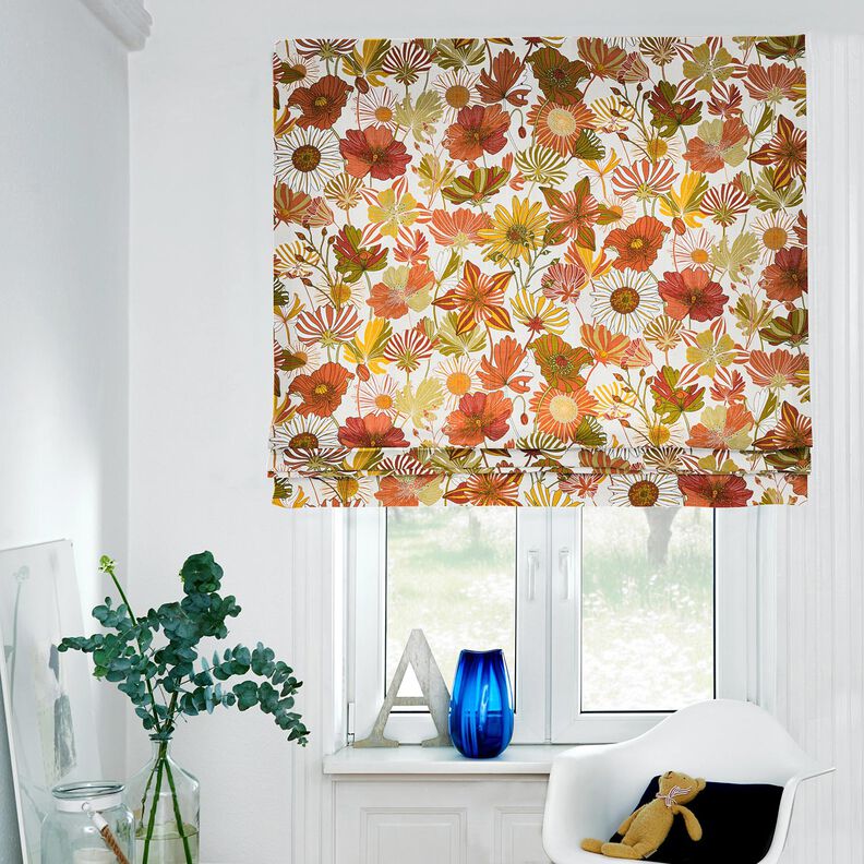 Dekostoff Panama farbenfrohe Blumen – creme/terracotta, image number 6