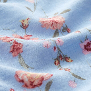 Leichter Baumwoll-Viskose-Mix Rosen – hellblau, 