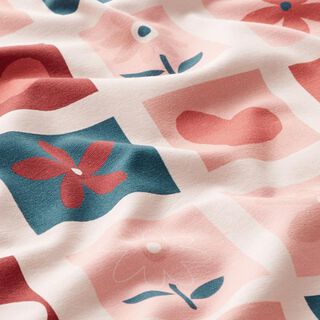 Baumwolljersey Blumen Memorykarten – sand/lachs, 