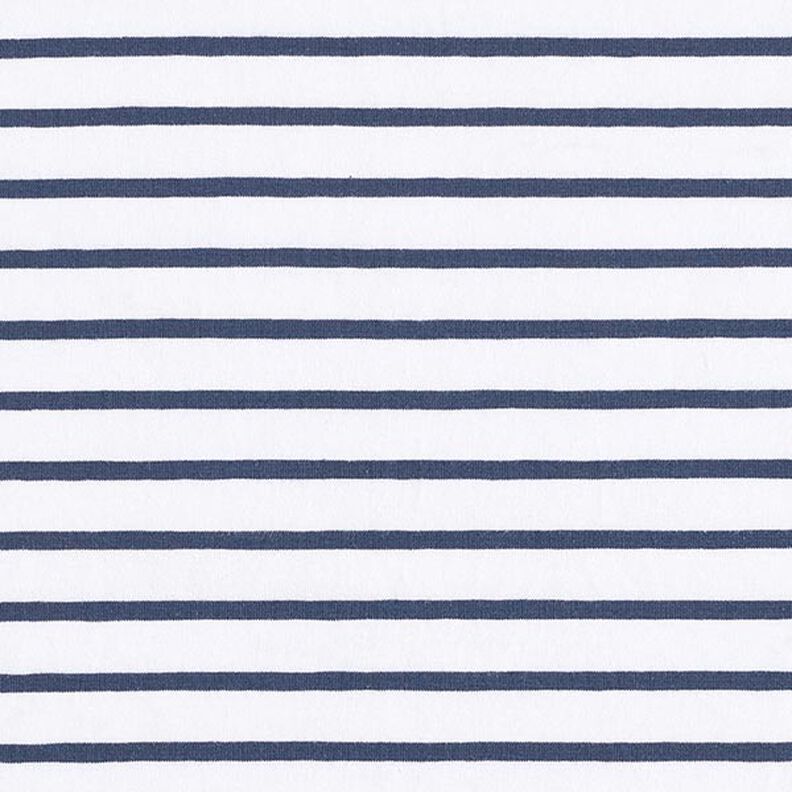 Baumwolljersey schmale & breite Streifen – weiss/marineblau,  image number 1