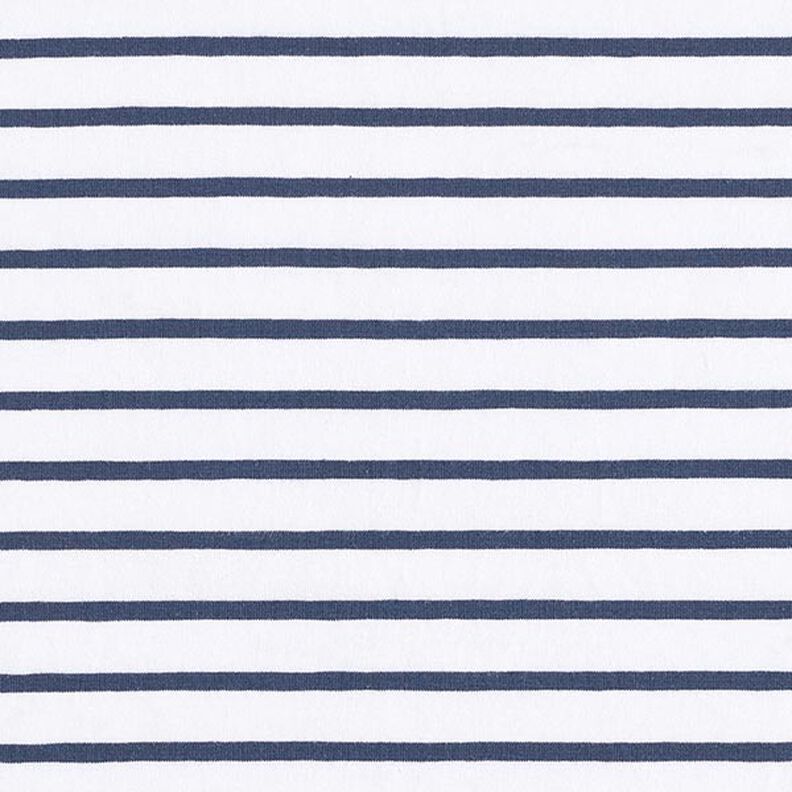 Baumwolljersey schmale & breite Streifen – weiss/marineblau,  image number 1