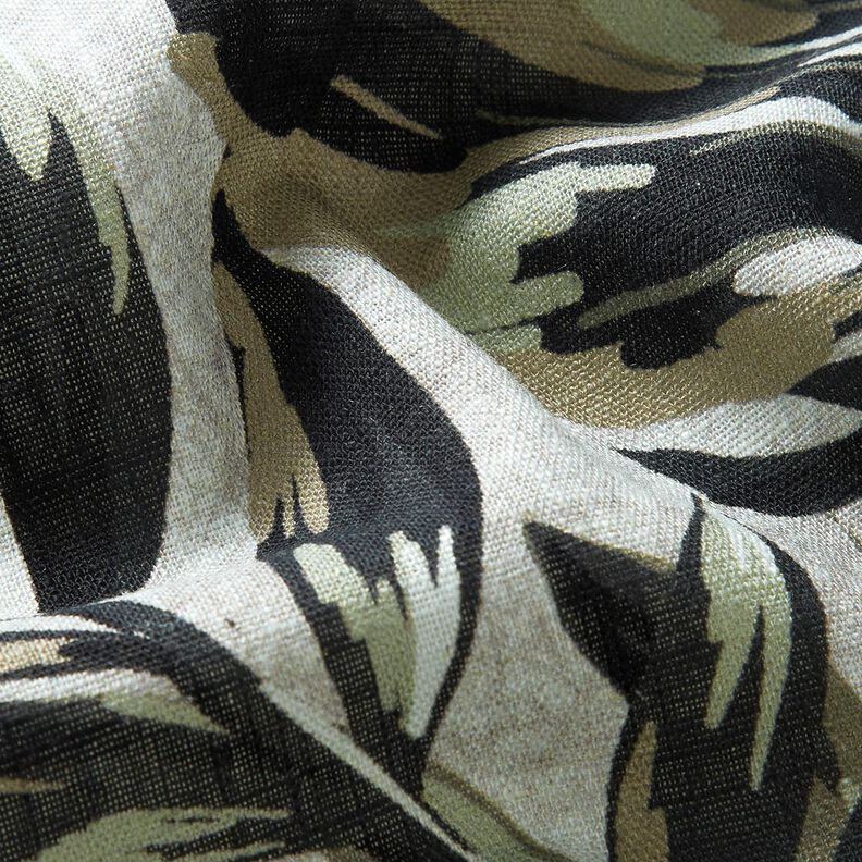 Viskose-Leinen-Mix Monstera Digitaldruck – nebelgrau/hellkhaki,  image number 2