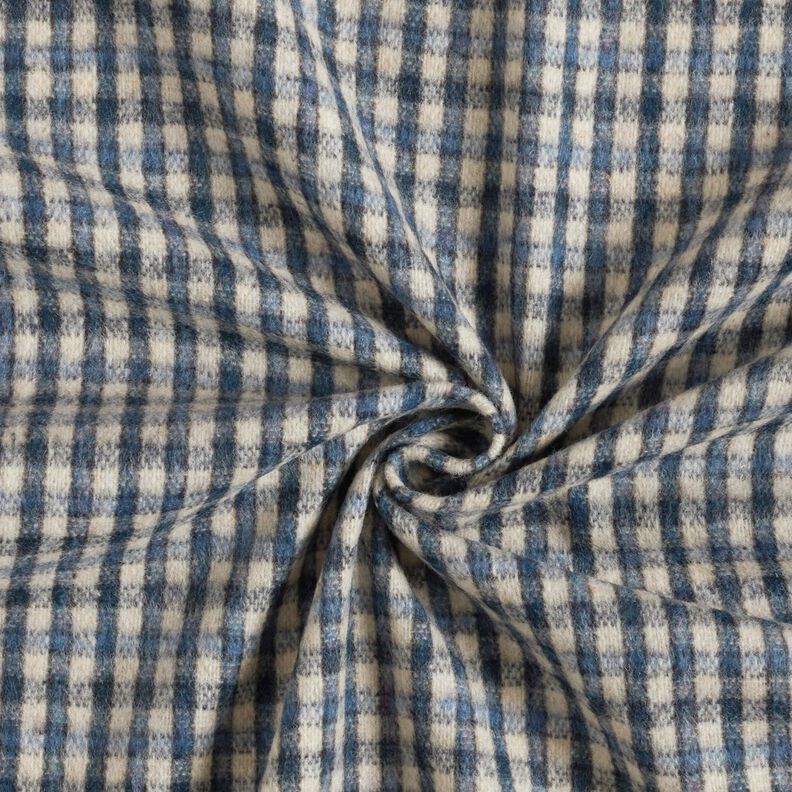 Mantelstoff Woll-Mix kleines Karo – beige/blau,  image number 4