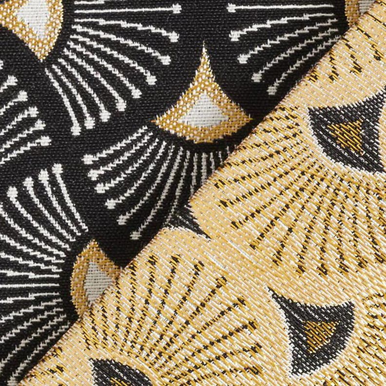 Dekostoff Jacquard kleine Fächer – schwarz/gold,  image number 5