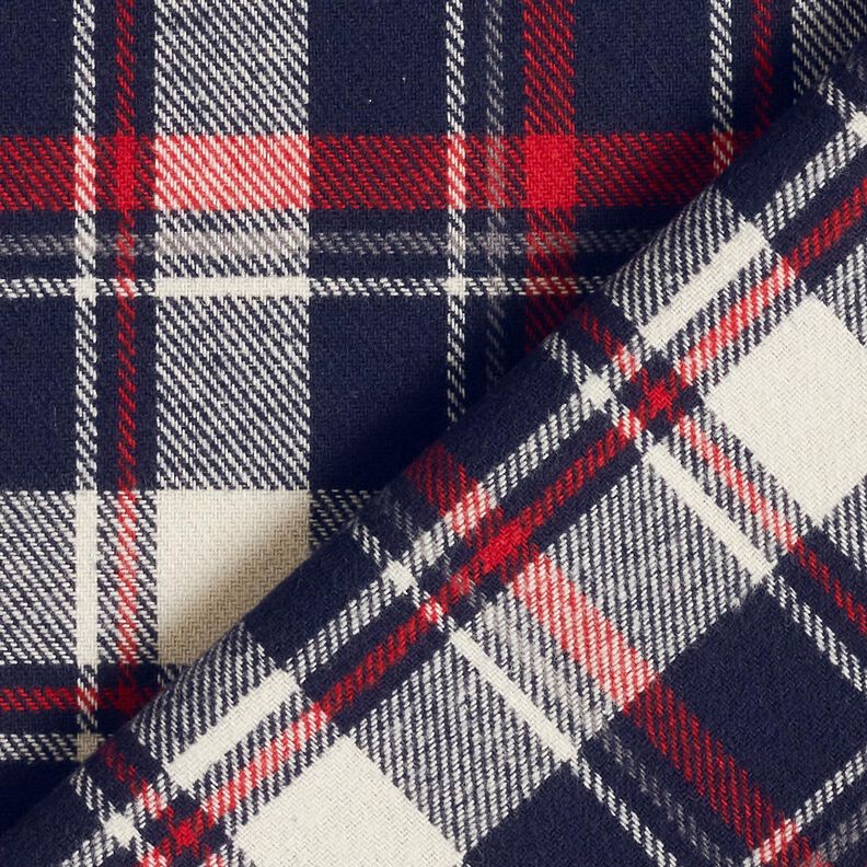 Baumwollflanell Karo – schwarzblau/karminrot, image number 4