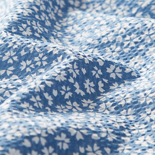 Seersucker Millefleurs – jeansblau/weiss, 