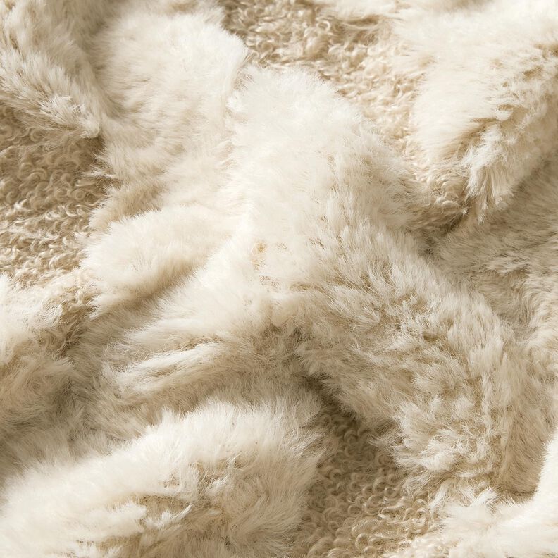 Kunstfell Bouclé Stoff Rauten – sand/natur,  image number 2