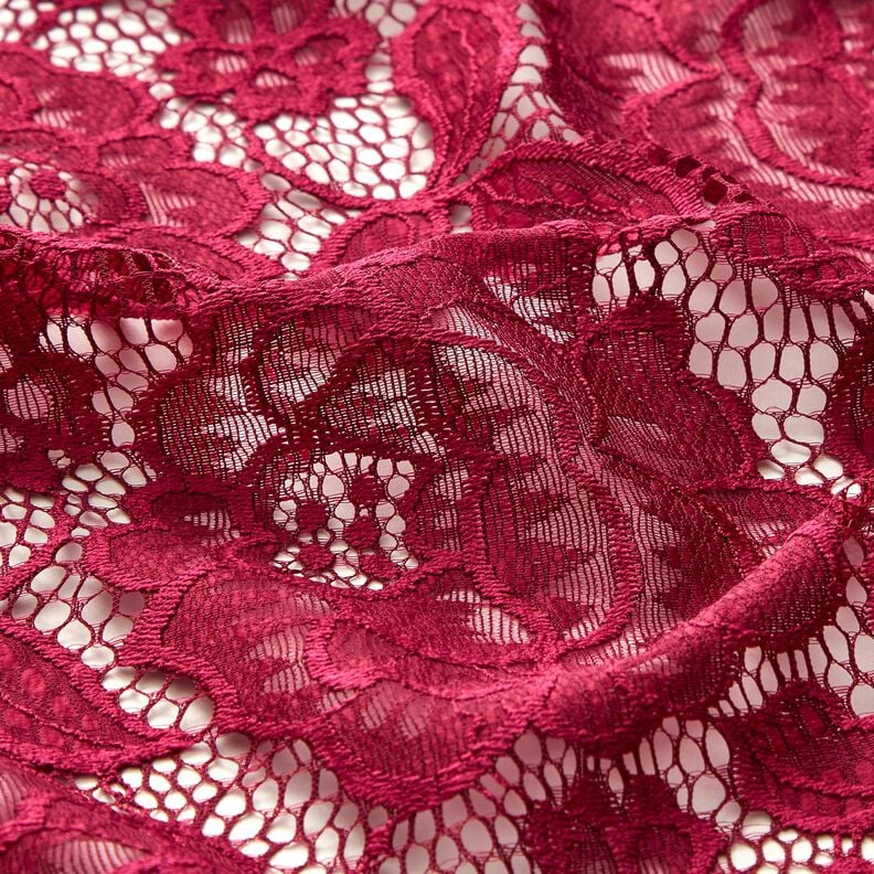 Elastische Spitze Blüten und Blätter – dunkelrot, image number 3