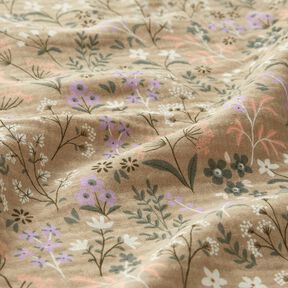 GOTS Musselin/ Doppel-Krinkel Gewebe Frühlingsblumenwiese | Poppy Fabrics – dunkelbeige, 