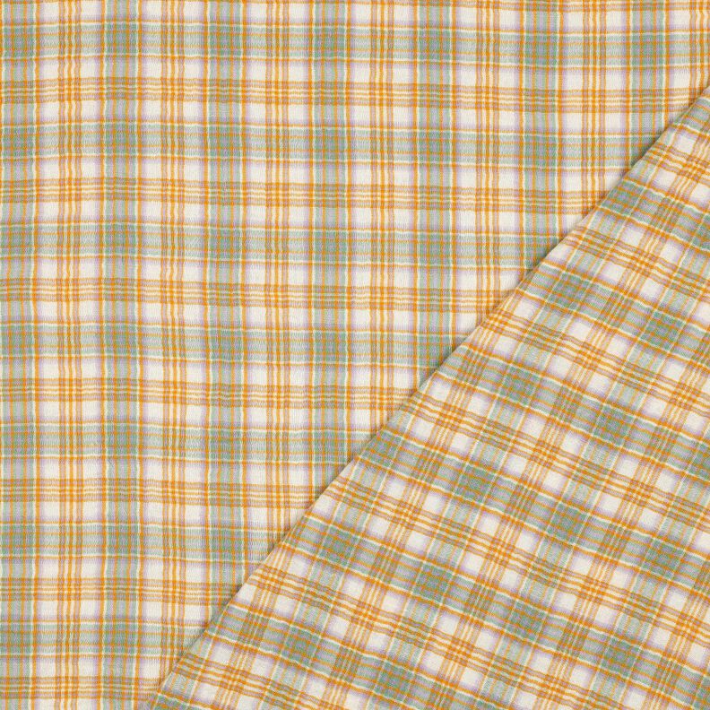 Musselin/ Doppel-Krinkel Gewebe Karo | Poppy Fabrics – currygelb/salbei,  image number 4