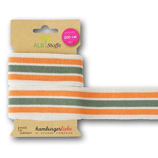 Bio-Jacquardband  Stripe Me College [ 200 cm | 3,5 cm ] | Albstoffe – wollweiss/orange, 