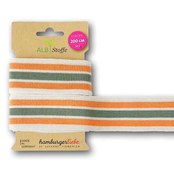 Bio-Jacquardband  Stripe Me College [ 200 cm | 3,5 cm ] | Albstoffe – wollweiss/orange,  image number 1