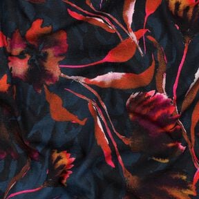 Baumwolljersey expressive Blumen Digitaldruck – nachtblau/traube, 