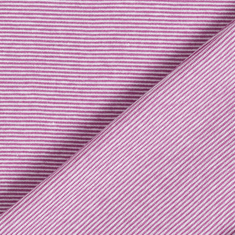 Bündchen Schlauchware schmale Streifen – rotlila/weiss | Reststück 80cm,  image number 3