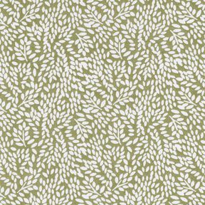 Baumwollstoff Cretonne Mini-Blätter – hellkhaki/weiss, 