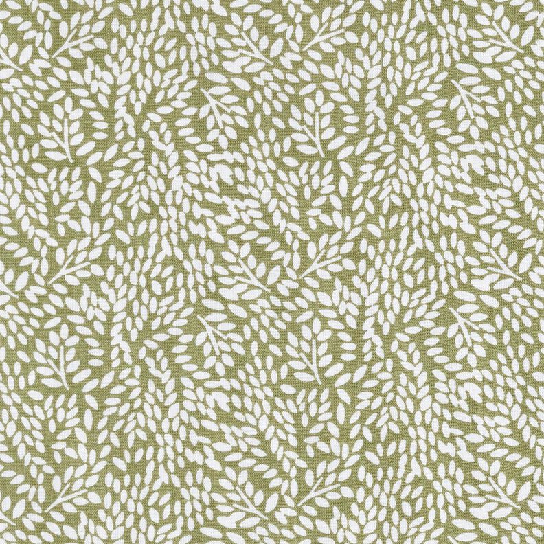 Baumwollstoff Cretonne Mini-Blätter – hellkhaki/weiss,  image number 1
