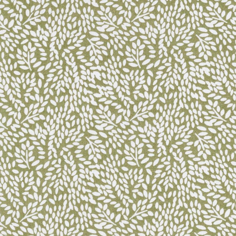 Baumwollstoff Cretonne Mini-Blätter – hellkhaki/weiss, image number 1