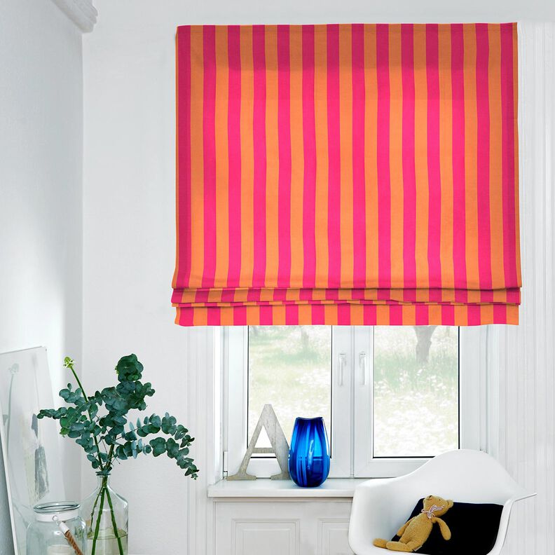 Dekostoff Halbpanama Blockstreifen – intensiv pink/orange,  image number 8