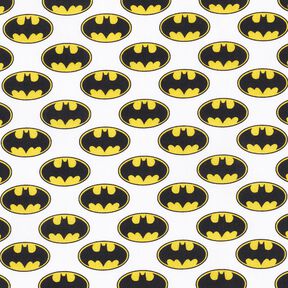 Baumwollpopeline Batman Logo Lizenzstoff | DC Comics – weiss, 