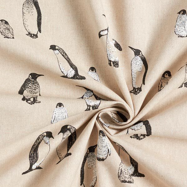 Dekostoff Halbpanama Pinguine – natur, image number 5