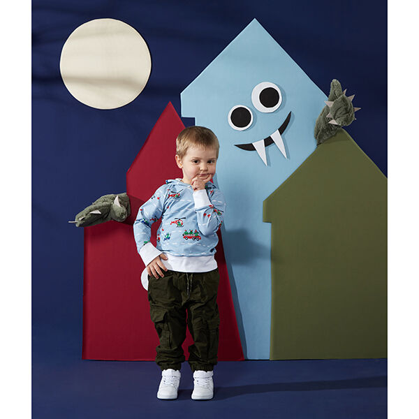 Baumwolljersey Feuerwehrmonster | PETIT CITRON – babyblau, image number 6