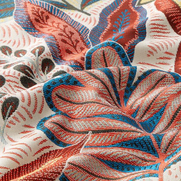 Dekostoff Jacquard tropische Blätter | Reststück 50cm